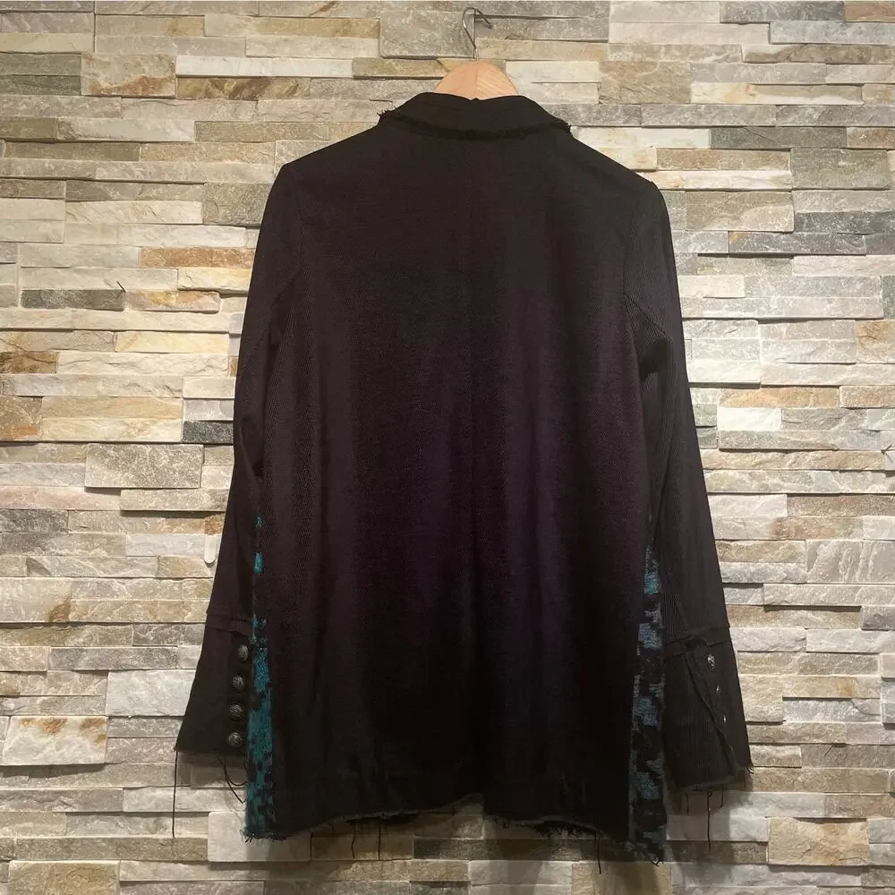 Free People Better Together Blazer M | Mixed Knit Jacquard Open Front, Oversized